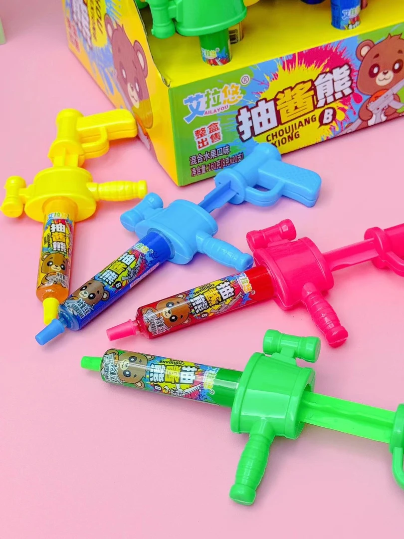 水枪造型流体果酱液体糖趣味针管果汁拉丝休闲零食糖果针管糖