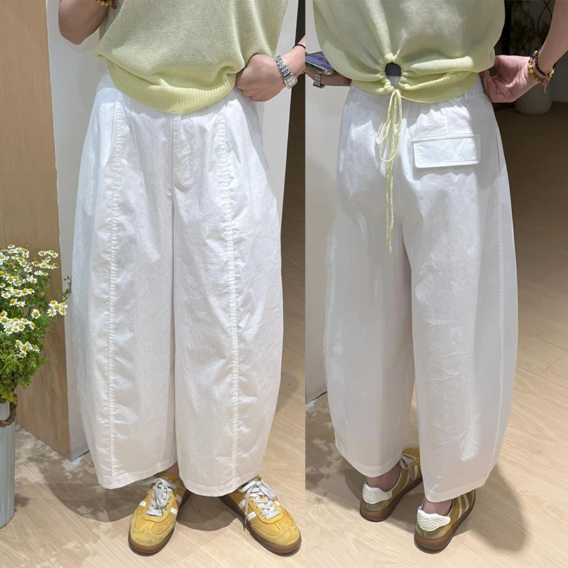 凉感新款高腰显瘦休闲裤女夏季薄款通勤百搭阔腿裤九分裤气球裤