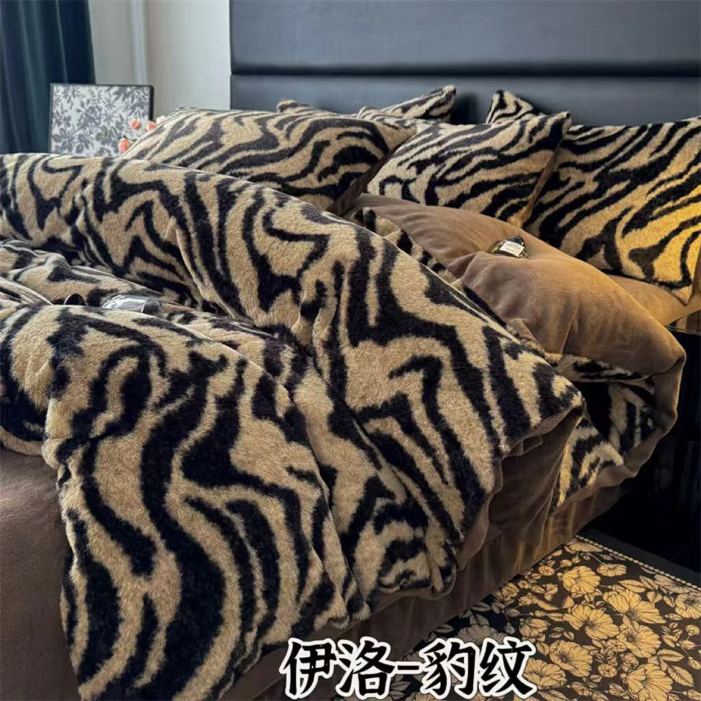 高端珊瑚绒四件套，简约床上加厚双面珊瑚绒秋冬季