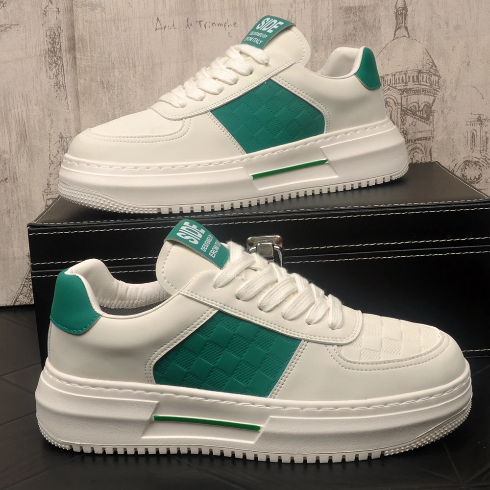 男鞋子日常运动休闲鞋潮流厚底增高小白鞋系带透气板鞋青年松糕鞋