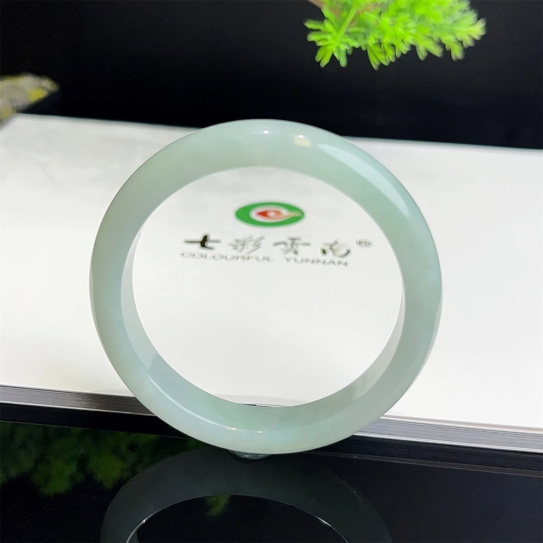 Colourful Yunnan/七彩云南天然翡翠糯冰种晴水绿玉手镯100%真品