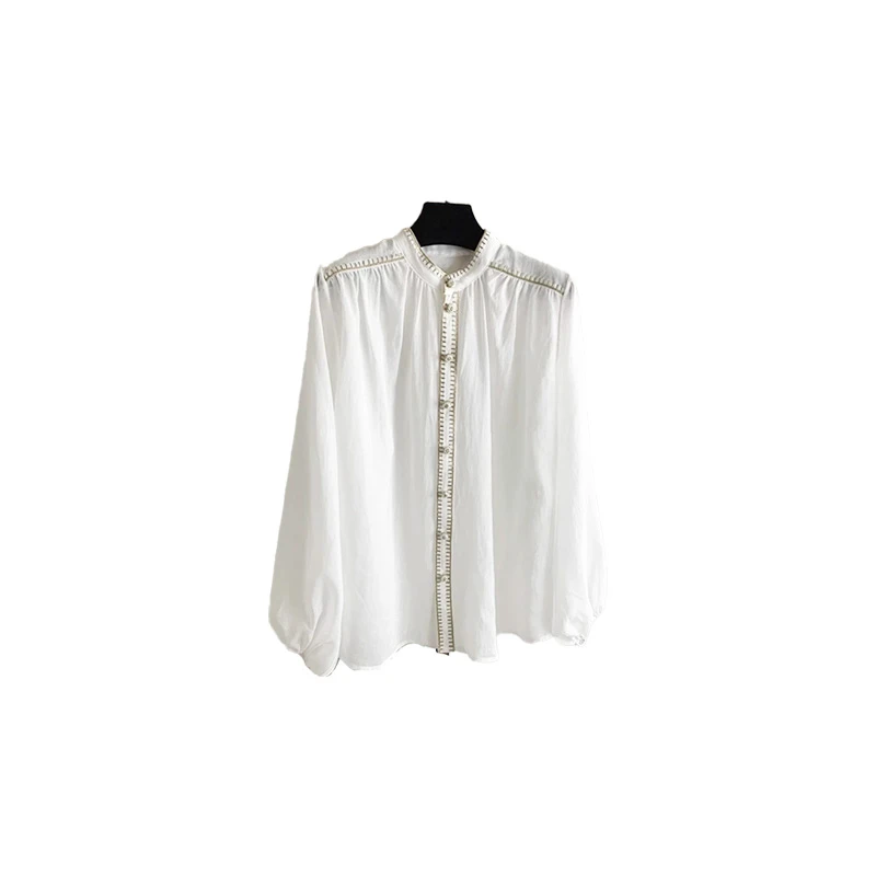 南油小众金色丝边罩衫