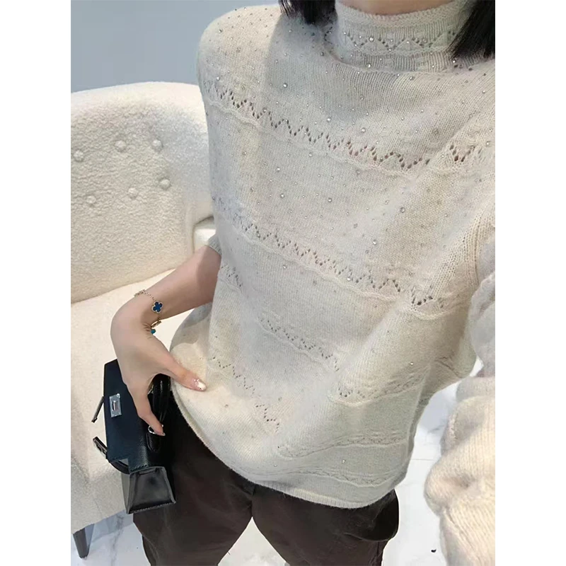 打底衫女毛衣套头半高领秋冬新款时尚洋气针织衫烫砖内搭网红上衣