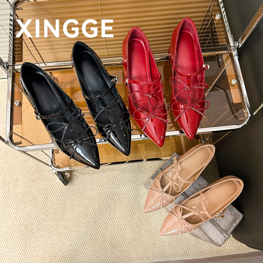 XINGGE/幸格玛丽珍单鞋女夏季2025年流行气质百搭小众粗跟高跟鞋