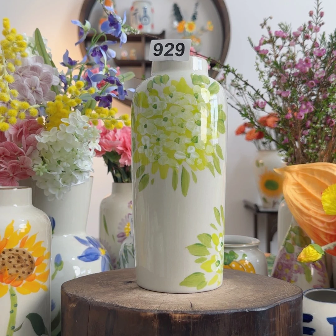 摆件景德镇陶瓷手绘小花瓶摆件无孔