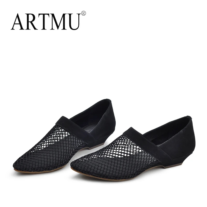 Artmu阿木尖头凉鞋夏外穿新款时尚高级感网面女士粗跟女鞋337-13