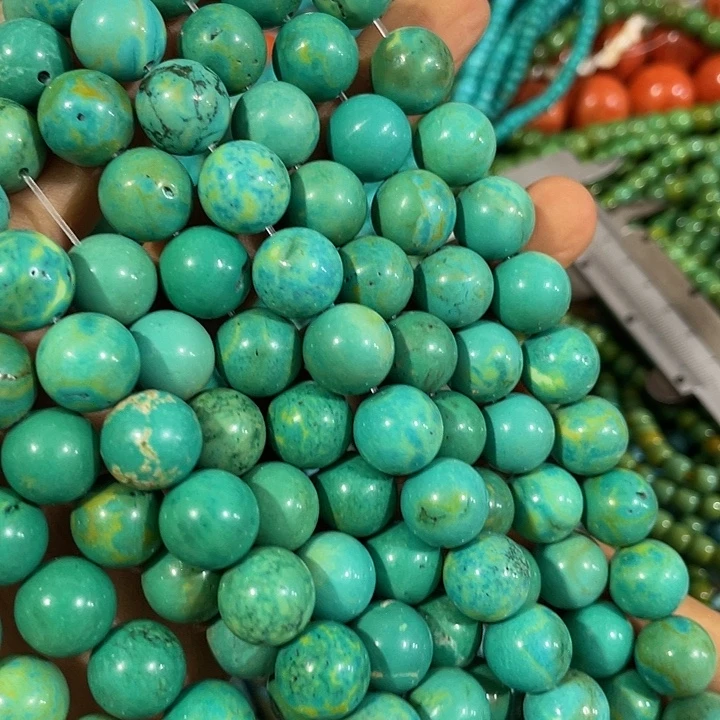 玛瑙/玉髓合金珠宝半成品一条12mm松石圆珠