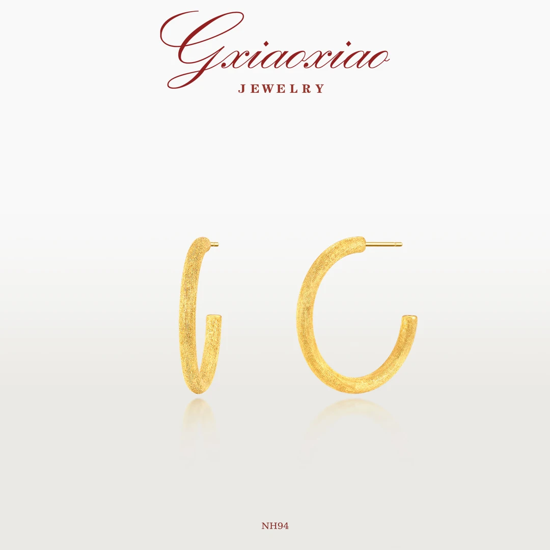 G XIAOXIAO 镀K金 轻奢气质高级感拉丝C圈耳环 NH94