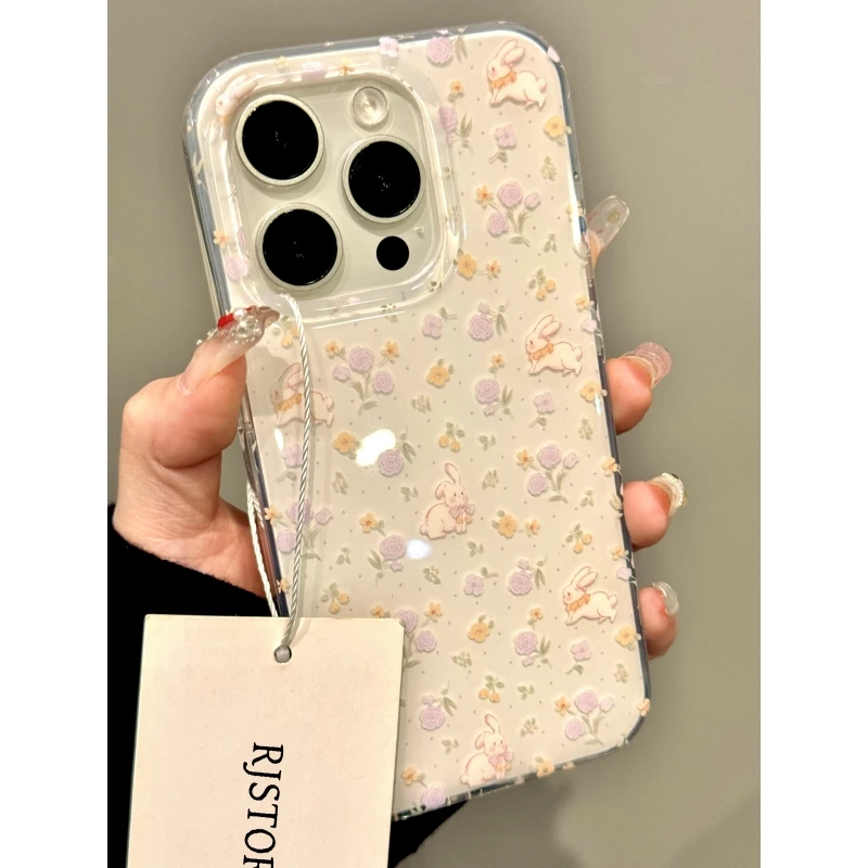 SMBLCEins碎花兔兔适用iPhone16/15promax大孔14苹果13手机壳12套