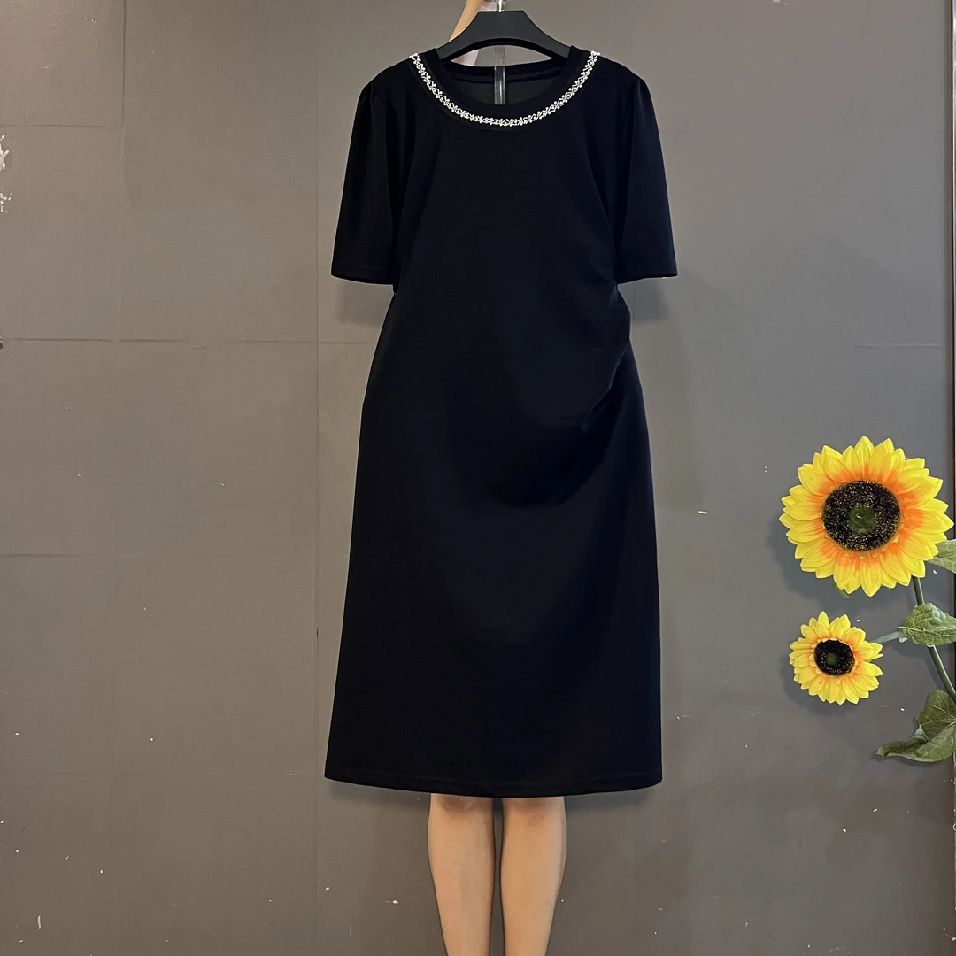 时尚气质显瘦重工镶钻收腰显瘦知性优雅大码连衣裙