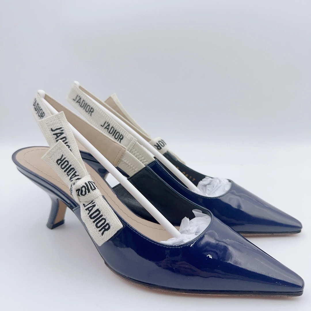 95新 DIOR/迪奥 35.5码/水蓝色迪奥小猫跟/00588