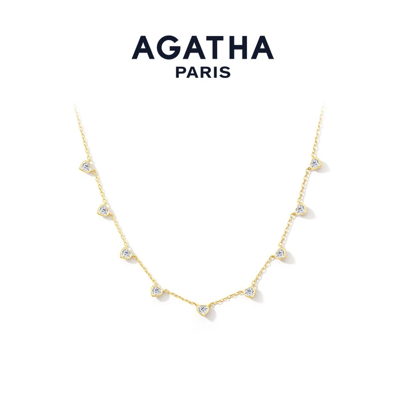 AGATHA 坠链均925银合成锆石 法式璀璨之心系列项链D