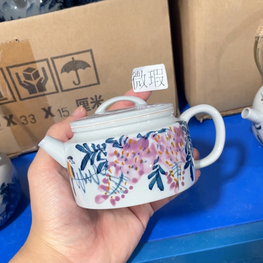 釉下手绘茶具微瑕