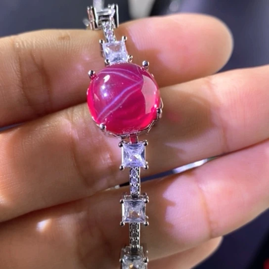 戒指红宝石银S925镶嵌