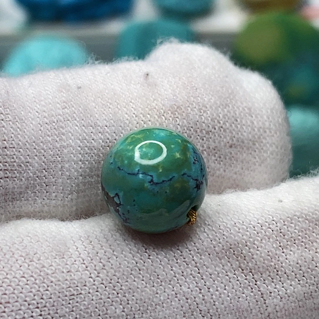 银S925镶嵌绿松石天然原矿 带武汉地大证书