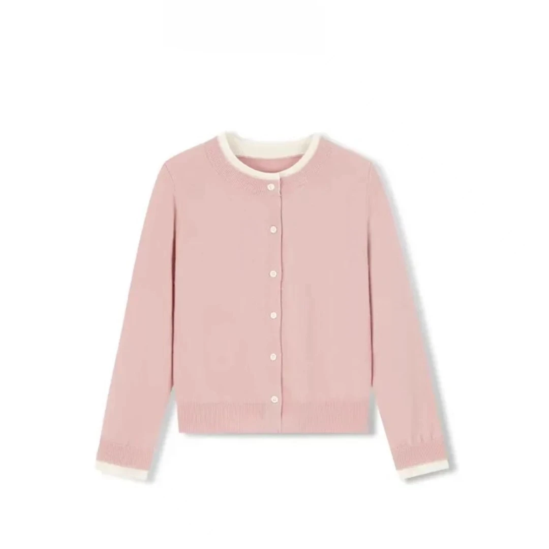 【重磅加厚100%绵羊毛】柔软老钱风假两件圆领针织开衫新品百搭8341