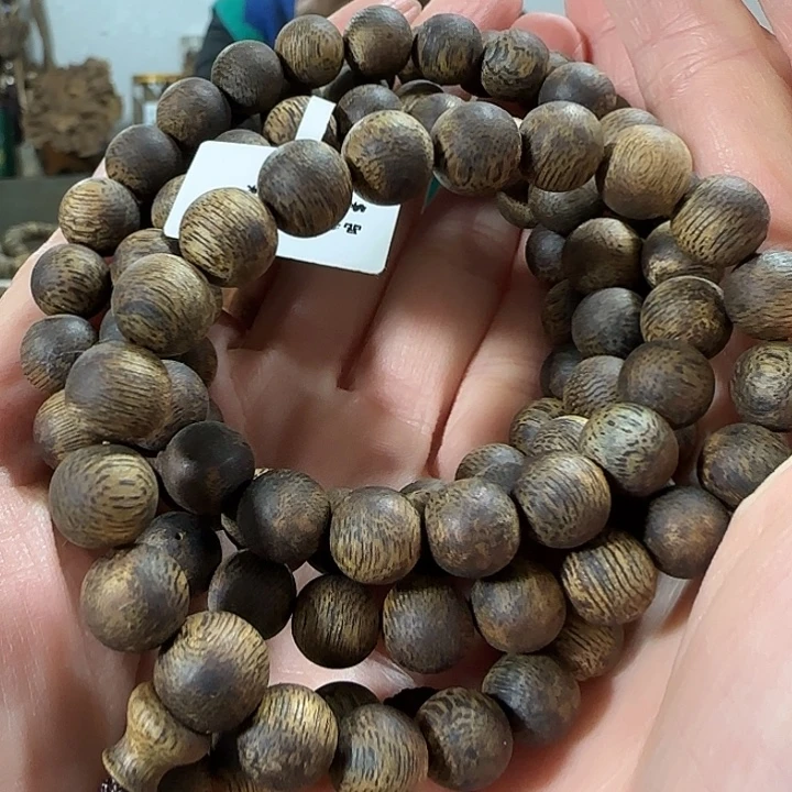 手串沉香绿奇楠沉香高油圆珠多圈108颗珠子38克+手串