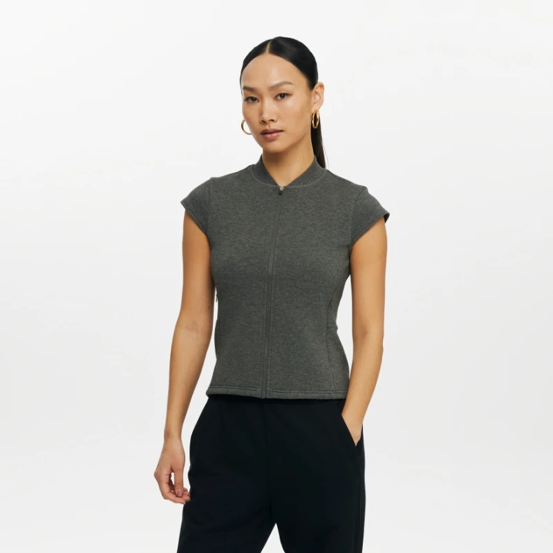 Oneup珠地空气层运动马甲女款健身休闲女士透气跑步无袖立领修身