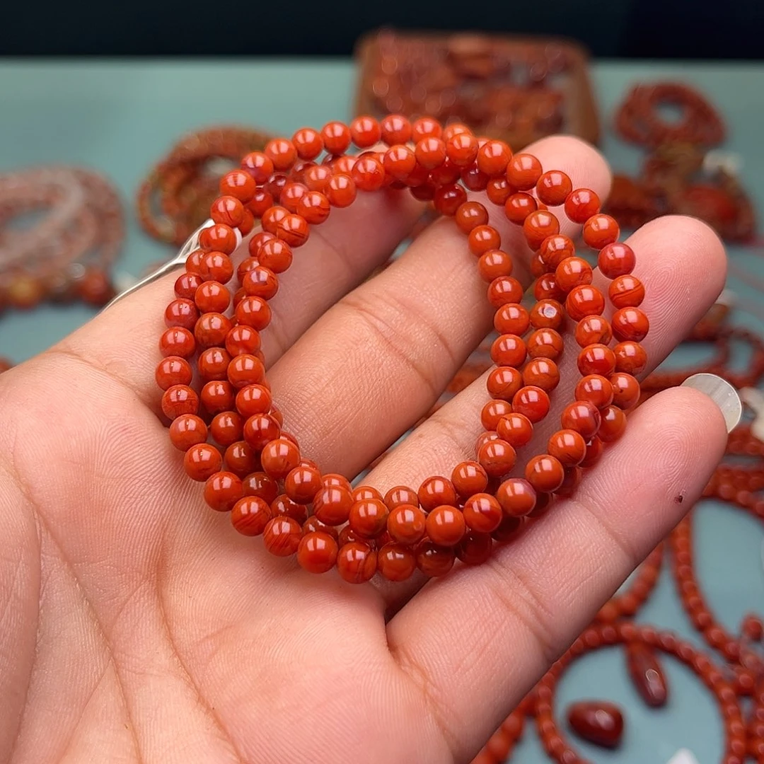南红玛瑙未镶嵌手链柿子锦卡5 +