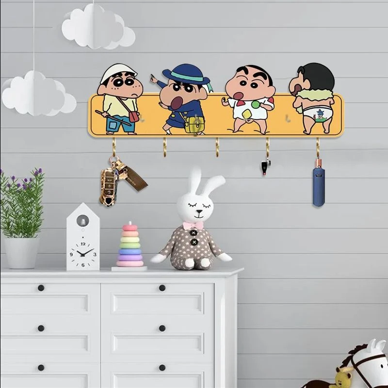 可爱蜡笔小新挂画钥匙收纳装饰挂钩装饰画玄关入户免打孔家居