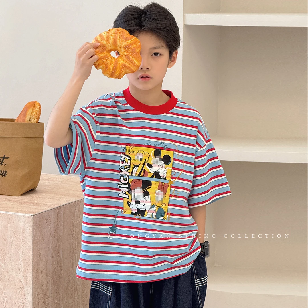男童夏季短袖T恤新款自制韩版中大童薄款卡通儿童印花半袖TY70918