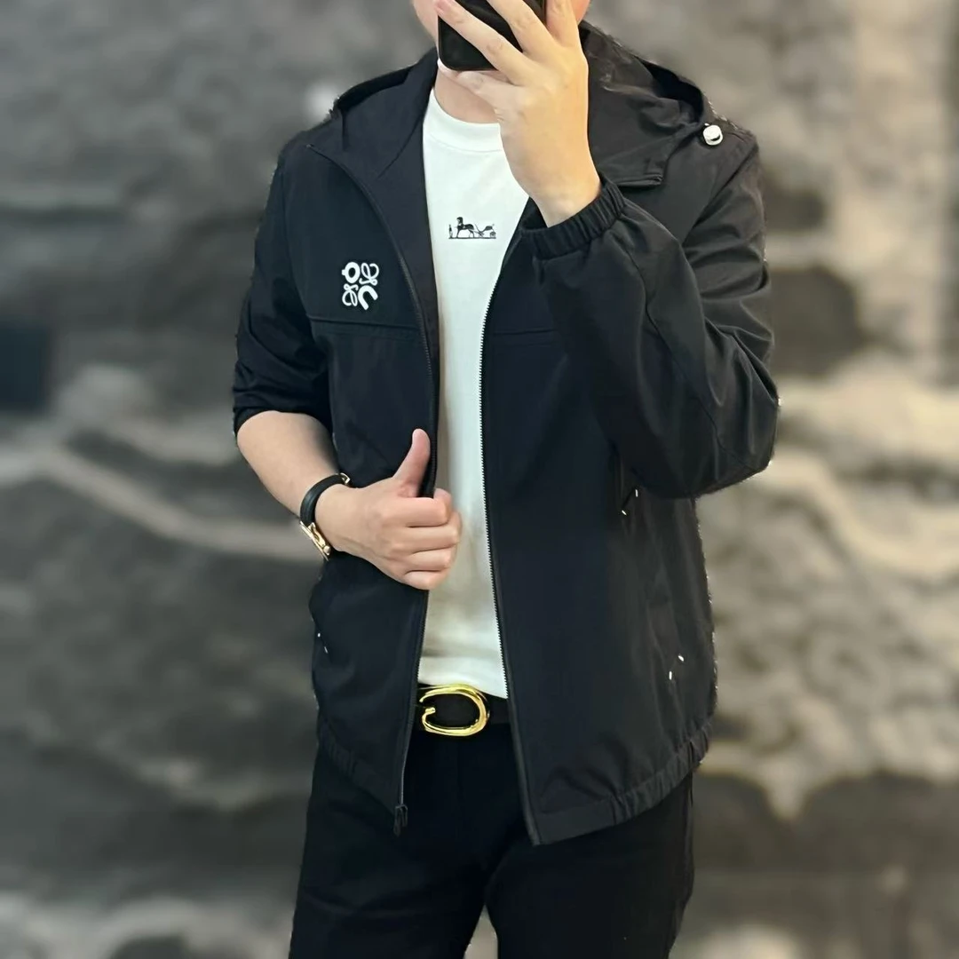 新款高端男士潮流百搭个性胸标休闲连帽夹克A+730法式行政