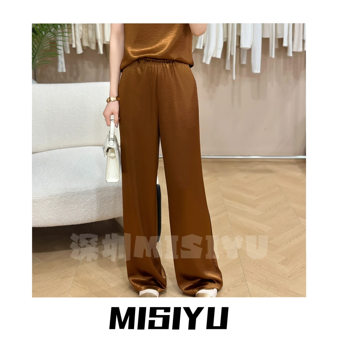 【莉姐高定】醋酸缎面直筒裤 2025新品 春夏时尚休闲百搭宽松251037