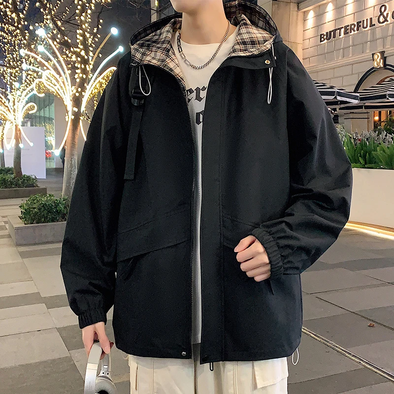 玛斯柏夹克男士春秋季防泼水连帽时尚潮牌宽松百搭休闲上衣服外套