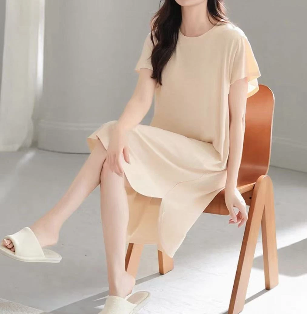 8549号33569#343131#纯色带垫韩系宽松家居裙（预）