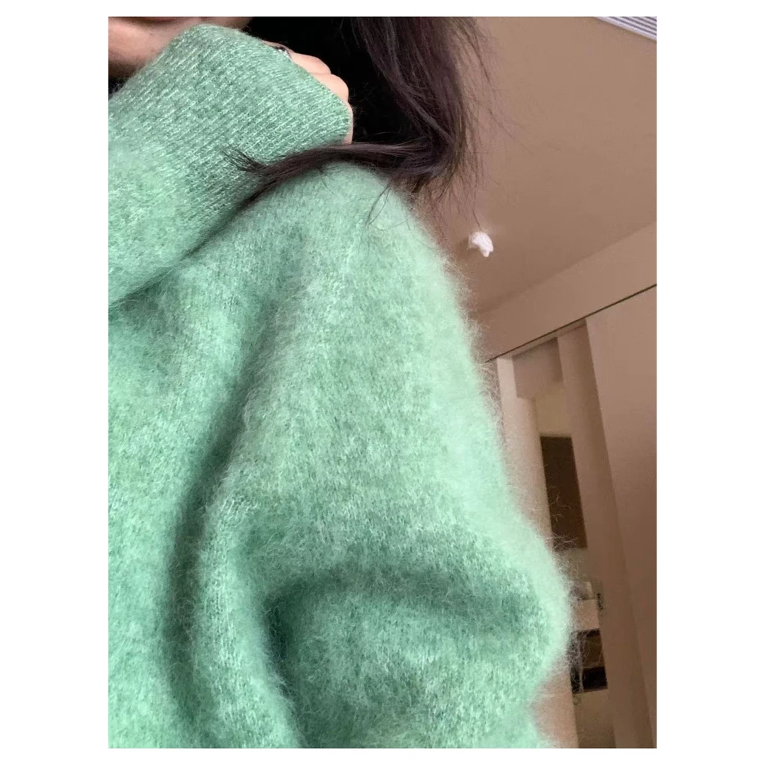 胸106-170长61拉毛毛感显白套头长袖温柔时尚宽松针织上衣 3535