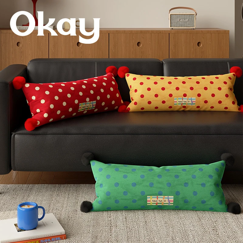复古波点长条抱枕客厅沙发百搭氛围感枕套腰枕靠枕午睡枕车载