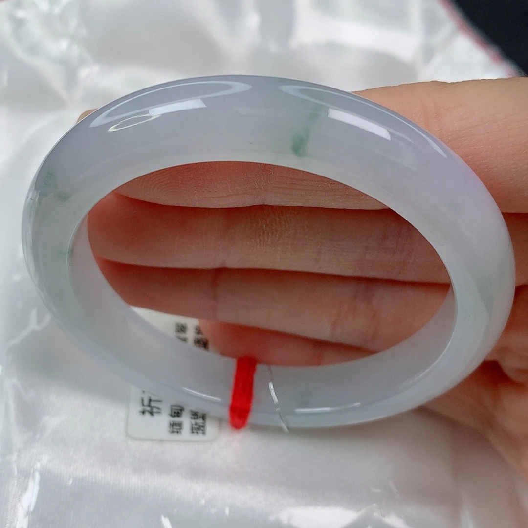 未镶嵌手镯翡翠51.8正圈，细条冰胶淡粉底，强推，021