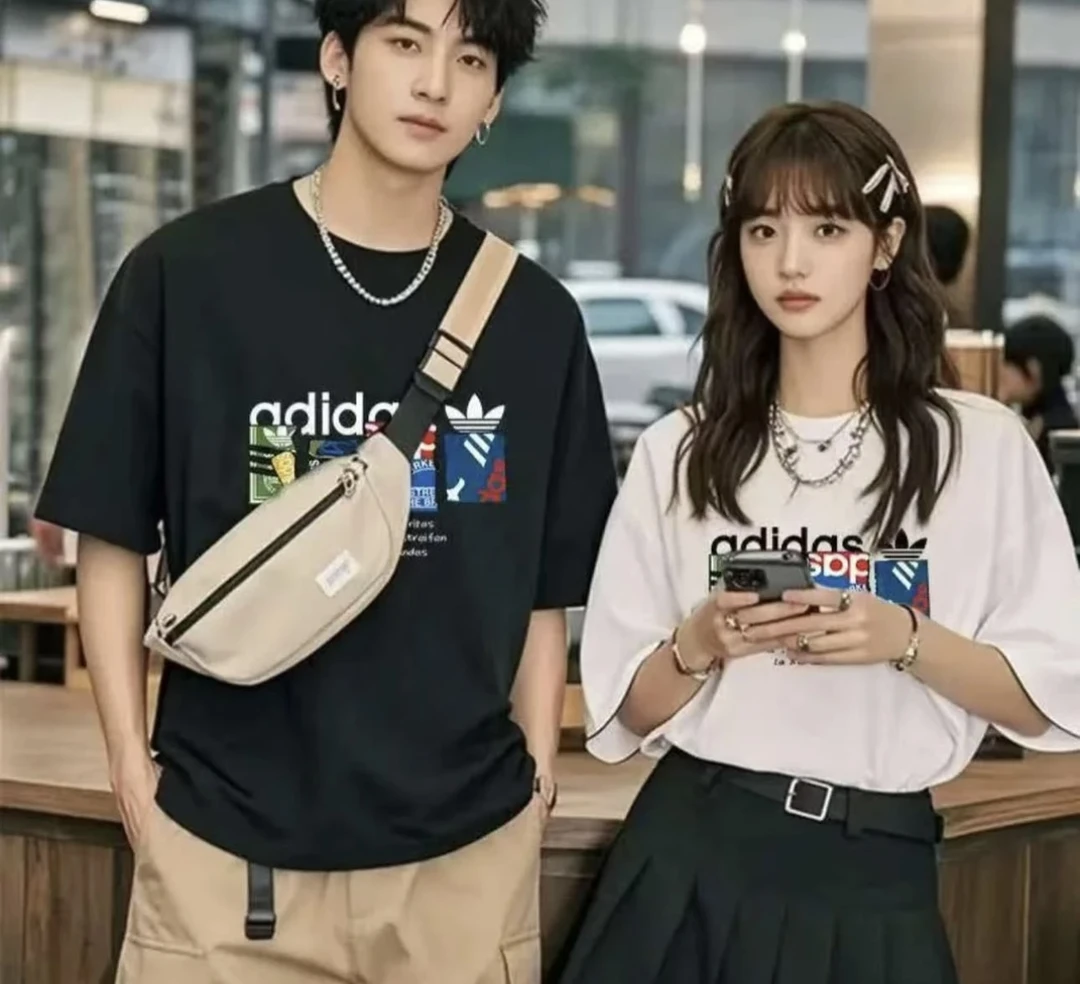 情侣款夏季休闲运动百搭纯棉短袖T恤简约潮流