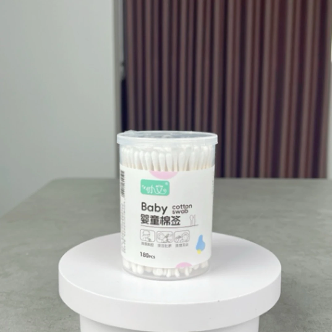 小 艾180圆桶耳勺婴幼儿一次性纯棉掏耳专用棉签小头掏耳朵细头