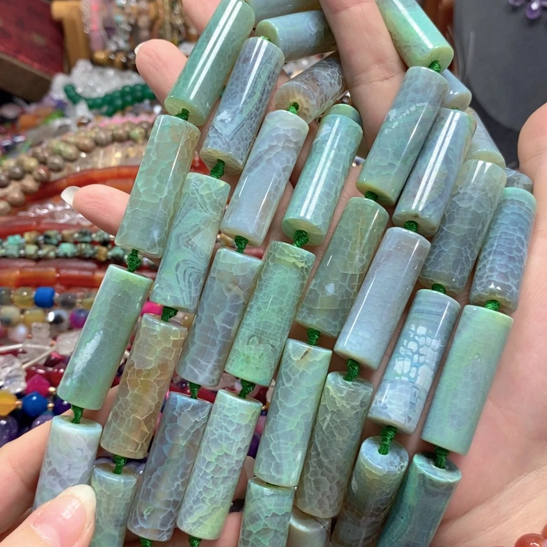 玛瑙/玉髓未镶嵌珠宝半成品玛瑙桶珠一条卡14*40mm