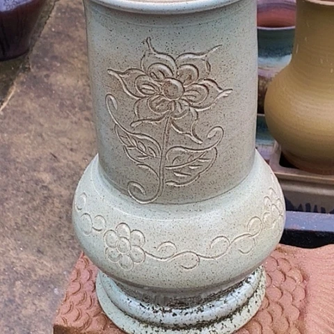 紫砂花盆口15.5高度32.5手工瑕疵