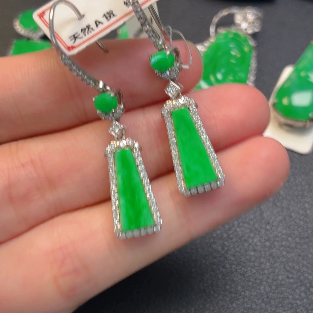 翡翠银S925镶嵌吊坠(不含链)耳坠