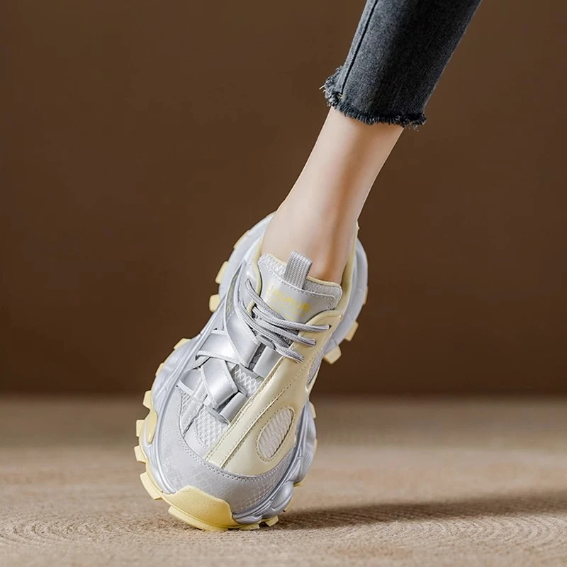 时尚百搭复古ins网红拼色魔术贴春季鞋子透气运动鞋休闲鞋老爹鞋