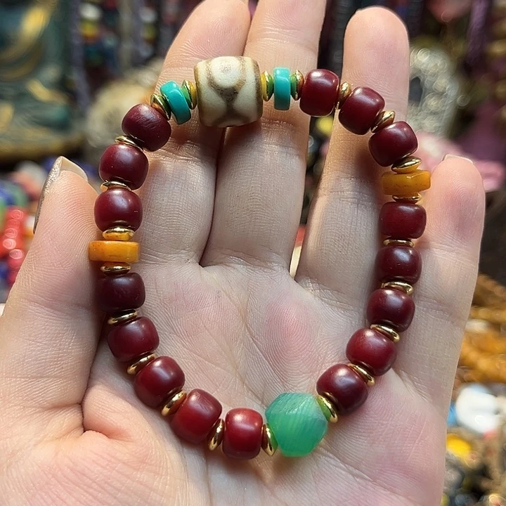 花岗石铁合金卡9红料手串