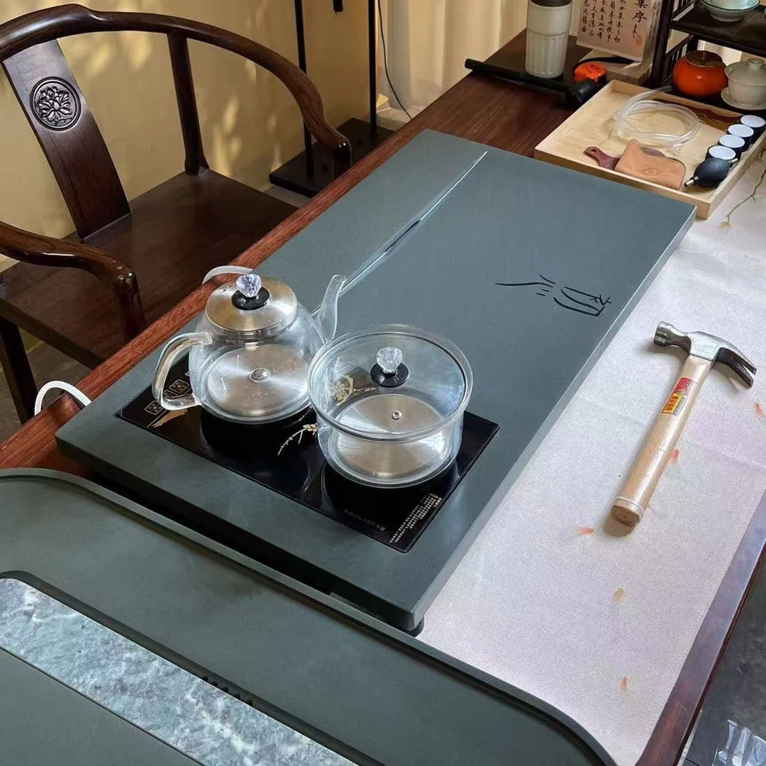 工厂批发天罗绿石头茶盘简约家用轻奢干泡大高端茶室客厅茶具托盘