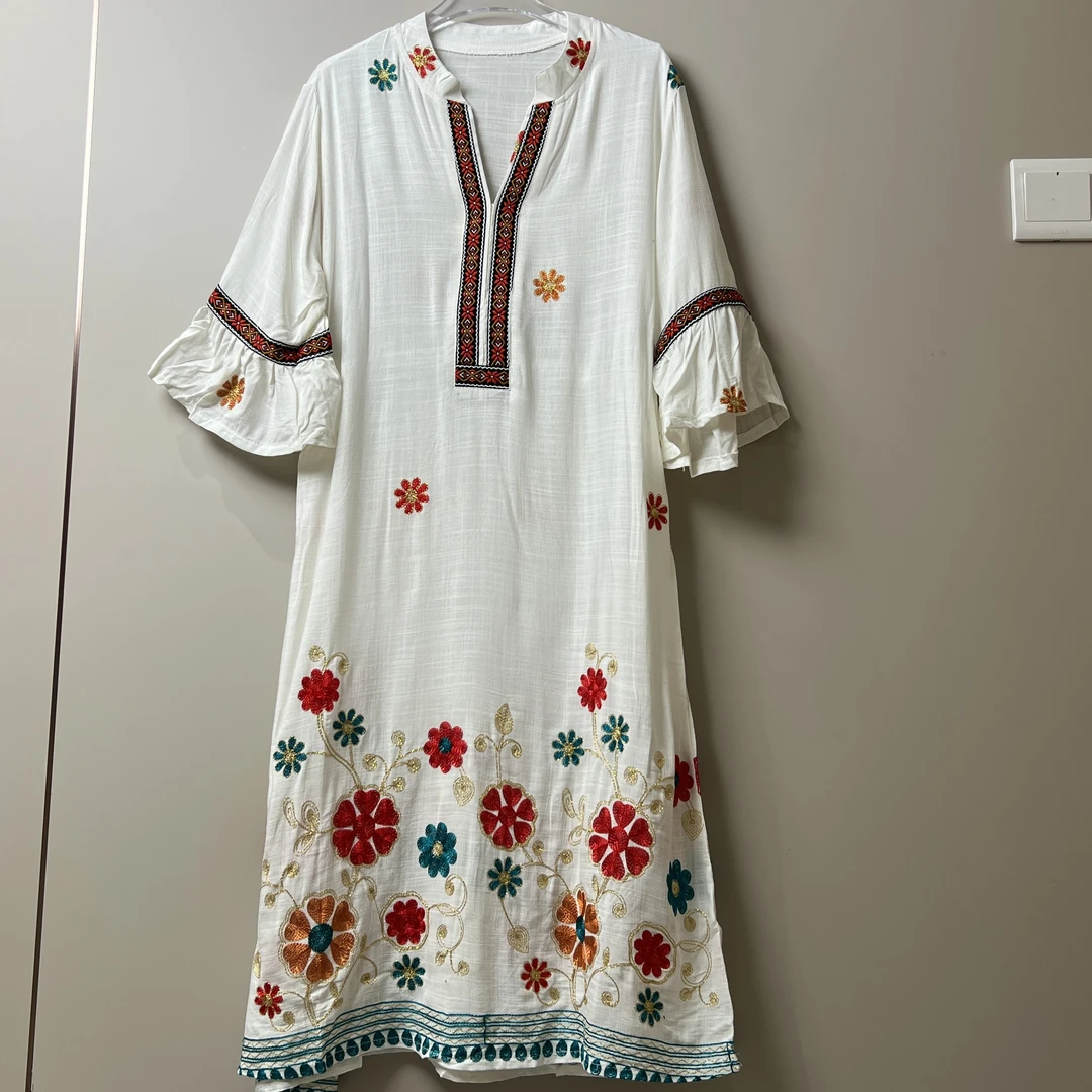 Q76女士时尚纽扣衬衫宽松简约连衣裙