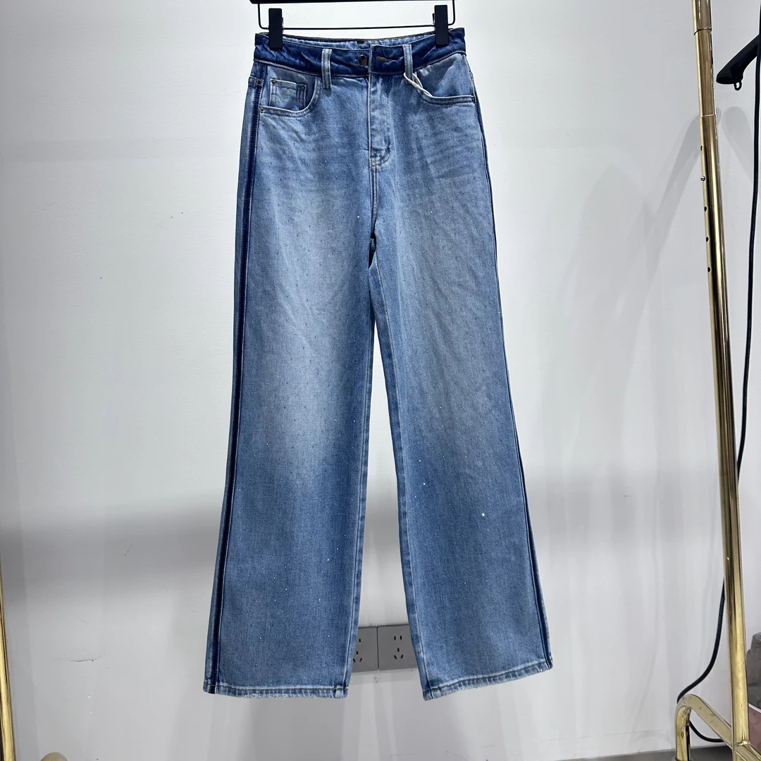 【辣妈姐妹】春款单裤高定设计师无弹款牛仔裤88896