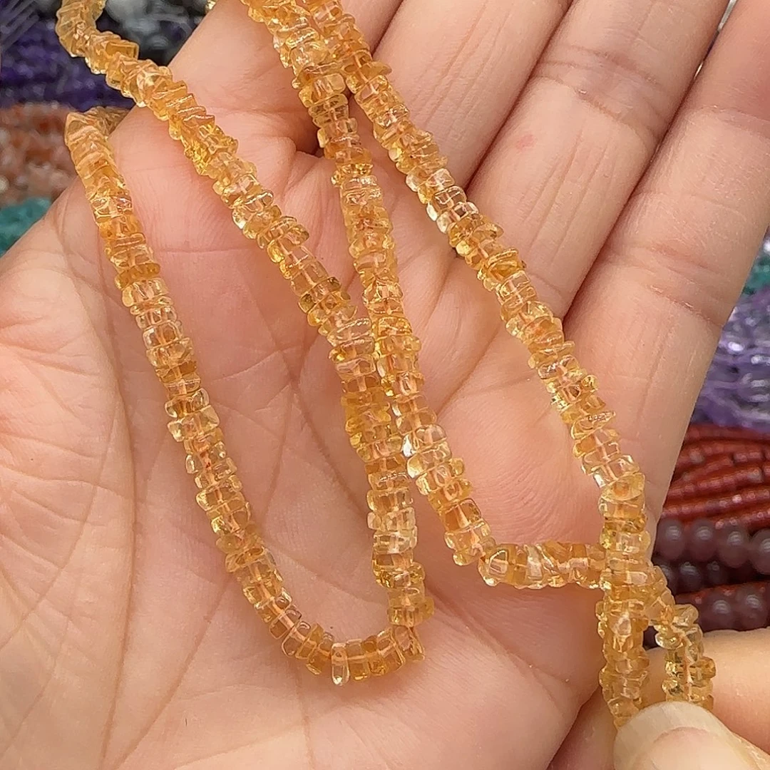 玛瑙/玉髓合金珠宝半成品黄水晶4mm隔片一条