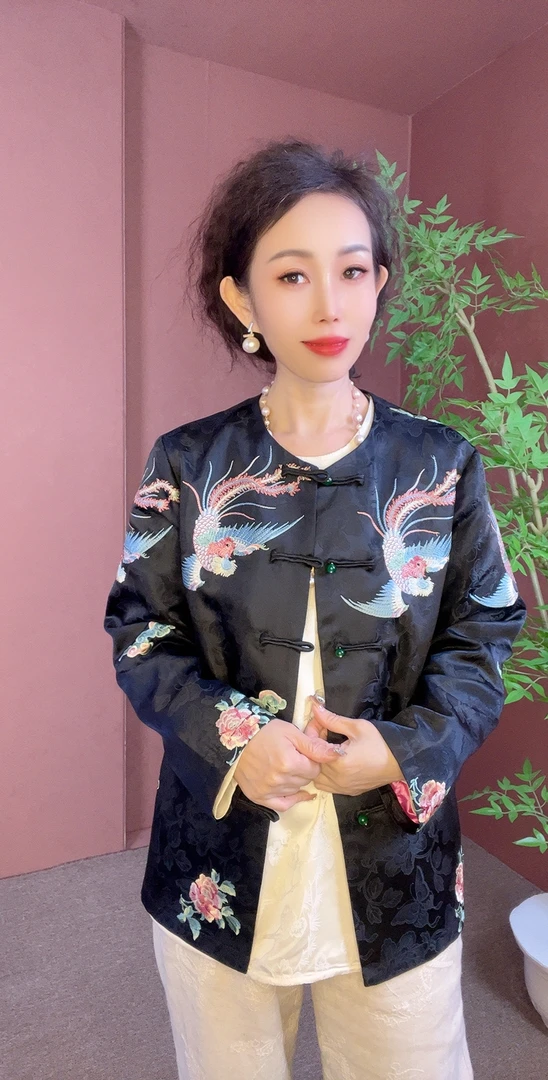 [蝶戏花】新中式刺绣国风上衣复古气质显瘦立领唐装盘扣外套