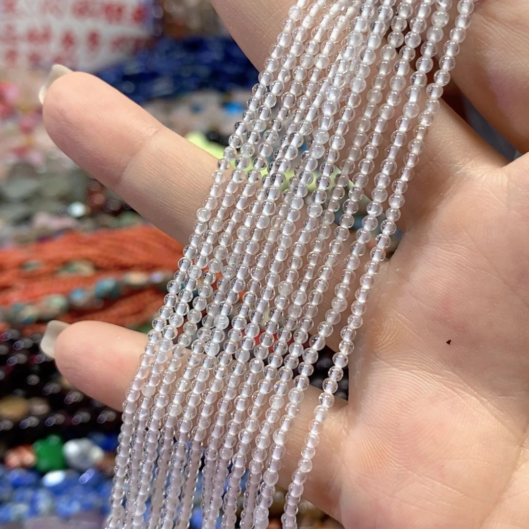 玛瑙/玉髓合金珠宝半成品白水晶一条卡2mm