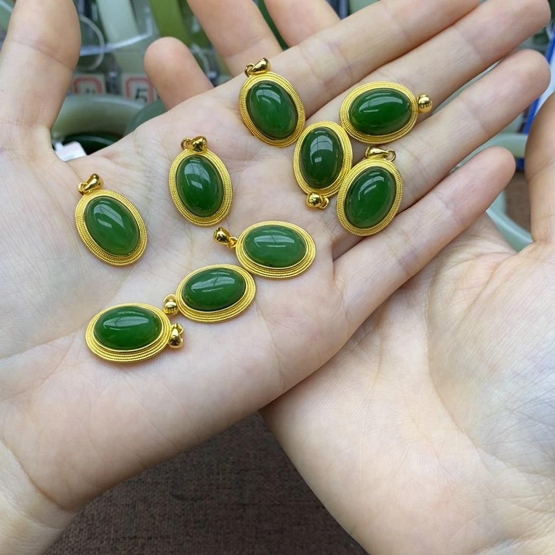 和田玉银S925镶嵌挂件