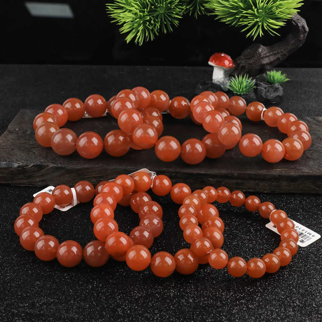 冷水河保山南红珠串圆珠单圈