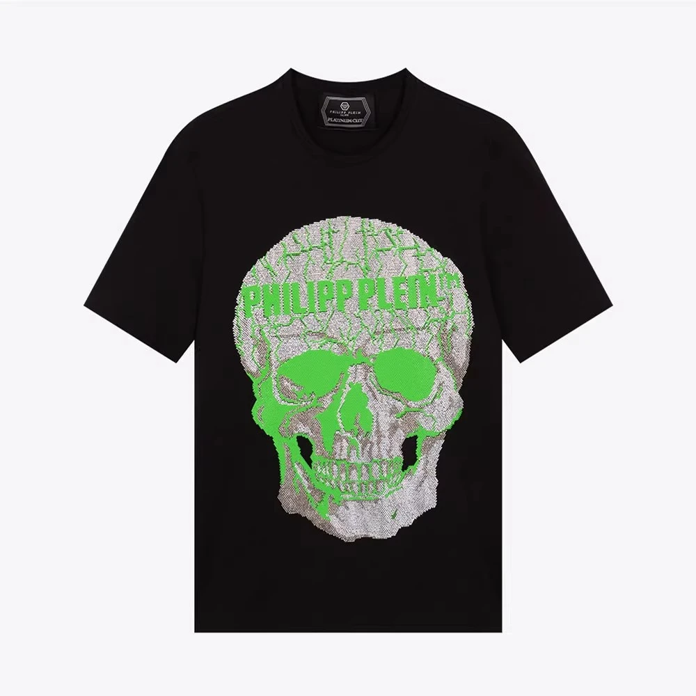 PHILIPP PLEIN PP骷髅水钻logo男短袖T恤S20CMTK4337PJY002N0205