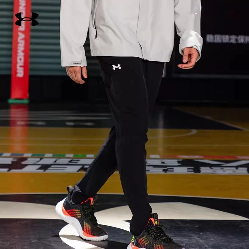 安德玛运动裤春夏男子户外运动健身训练跑步透气梭织直筒长裤男