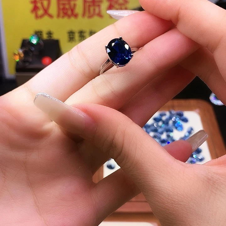 蓝宝石戒指银S925镶嵌